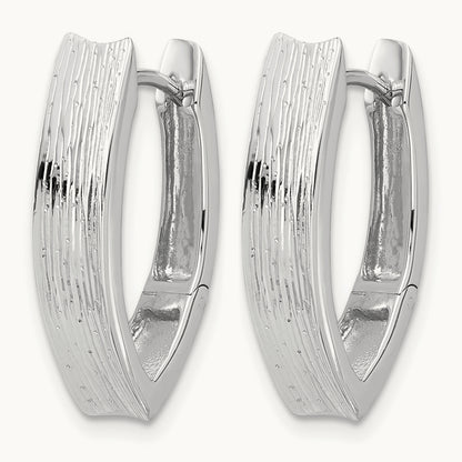 Rhodium-plated and D/C Fancy Hinged Hoop Earrings, Sterling Silver — Leslie's