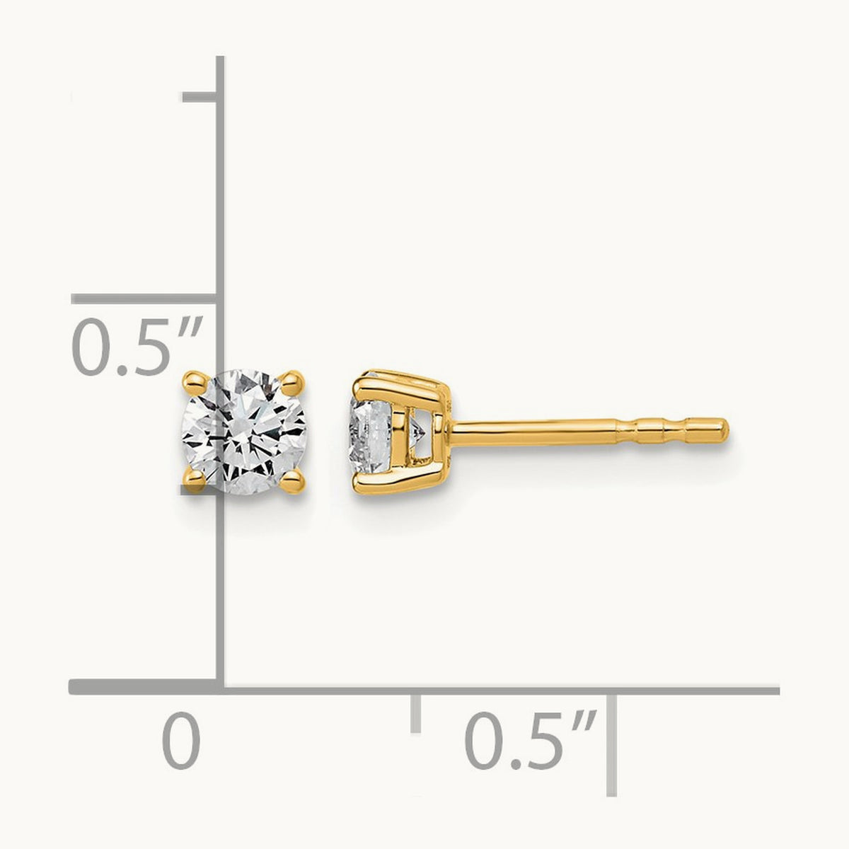 Round Lightweight Earrings, 0.25-6.00 ct tw Lab-Grown Diamond — 1/2 ct, 14K Yellow Gold