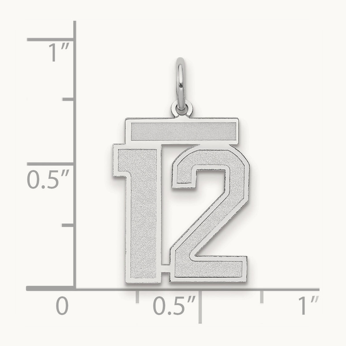 Medium Satin Number 12 Charm — 14K White Gold