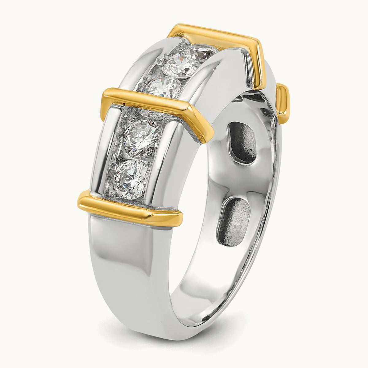 Men's Polished 7-Stone Diamond Ring — IBGoodman — 1.05 ct