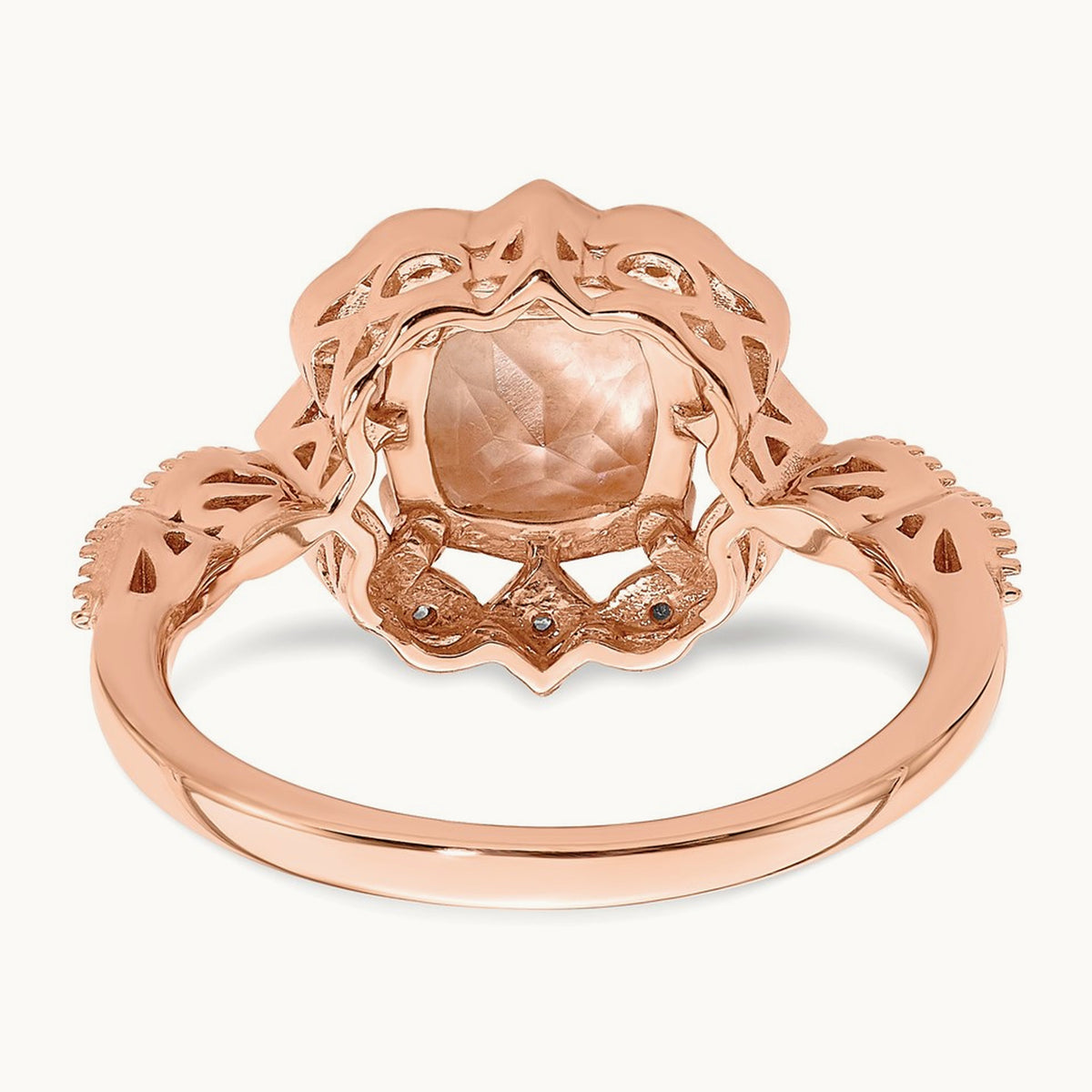 Morganite Diamond Halo Complete Engagement Ring, 14K Rose Gold