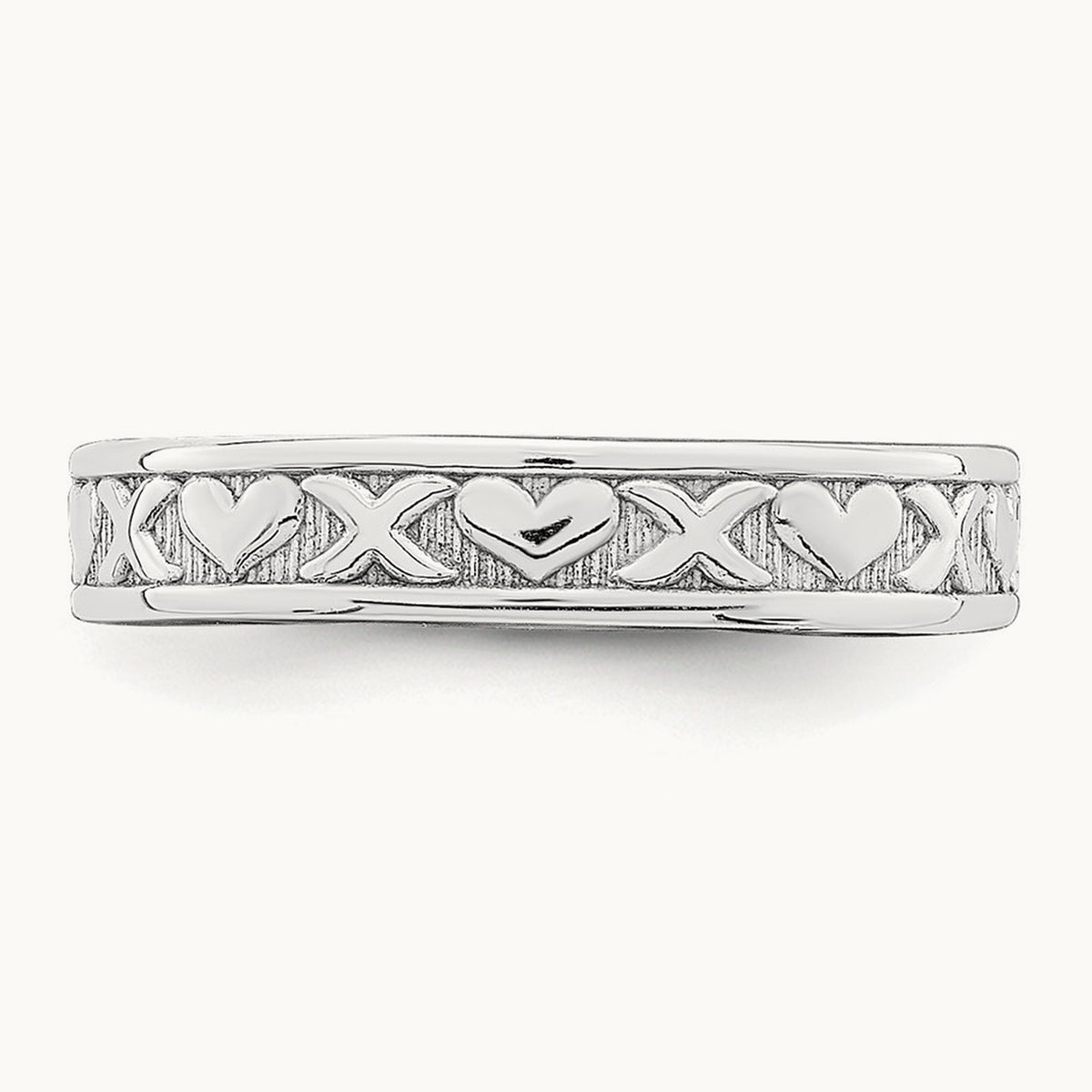 Small X and Hearts Adjustable Toe Ring — 14K White Gold