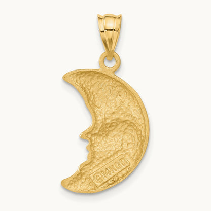 Satin Diamond-cut Moon Charm, 14K