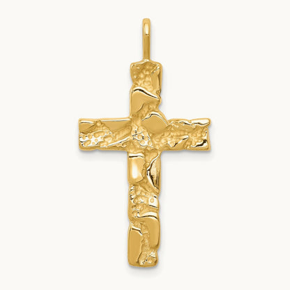 Nugget Cross Pendant, 14K