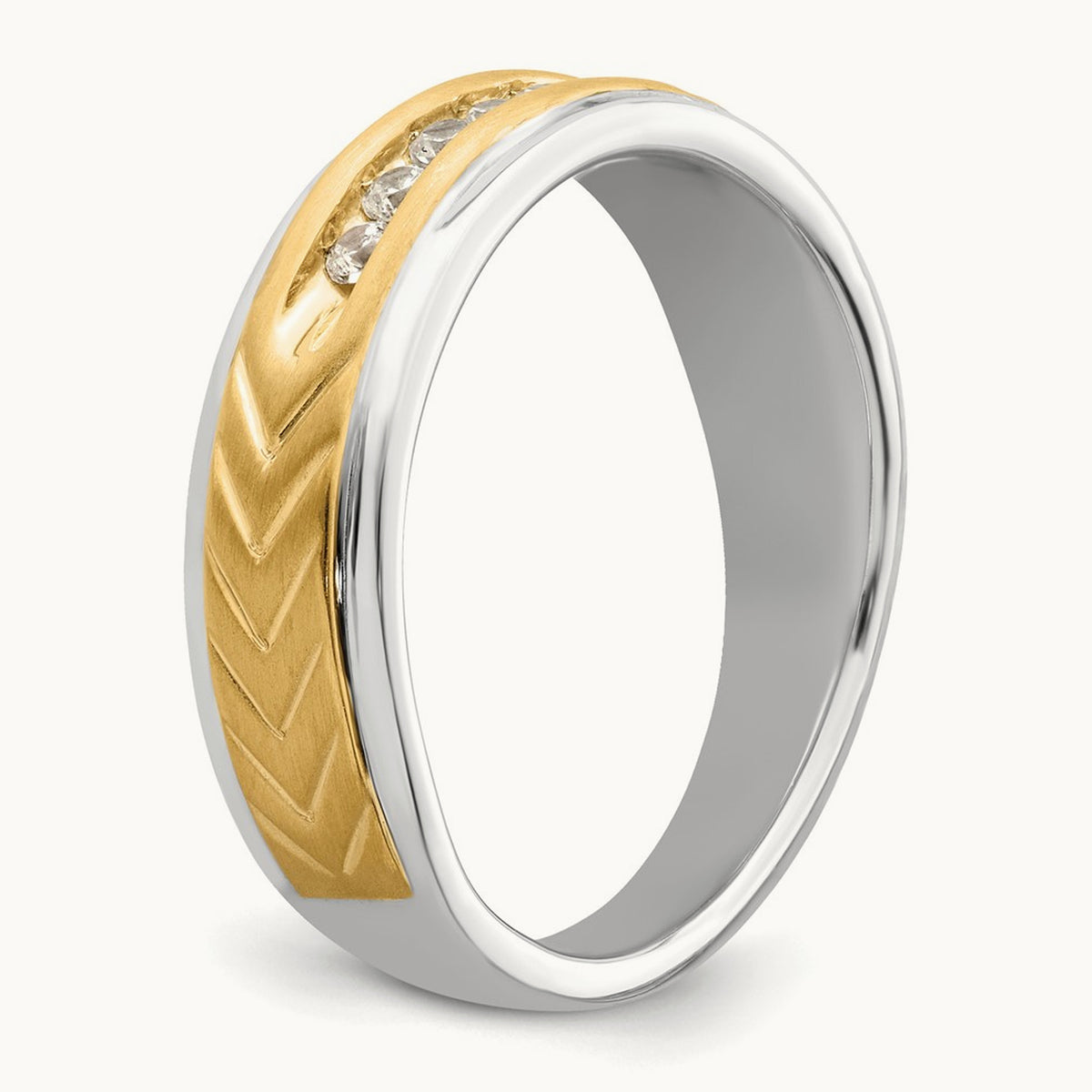 5-stone Complete Diamond Mens Ring, 14K Two-tone
