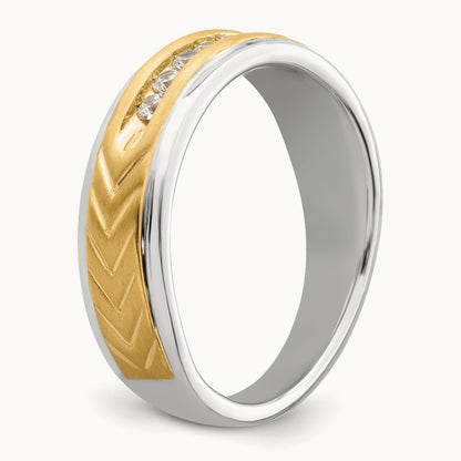 5-stone Complete Diamond Mens Ring, 14K Two-tone