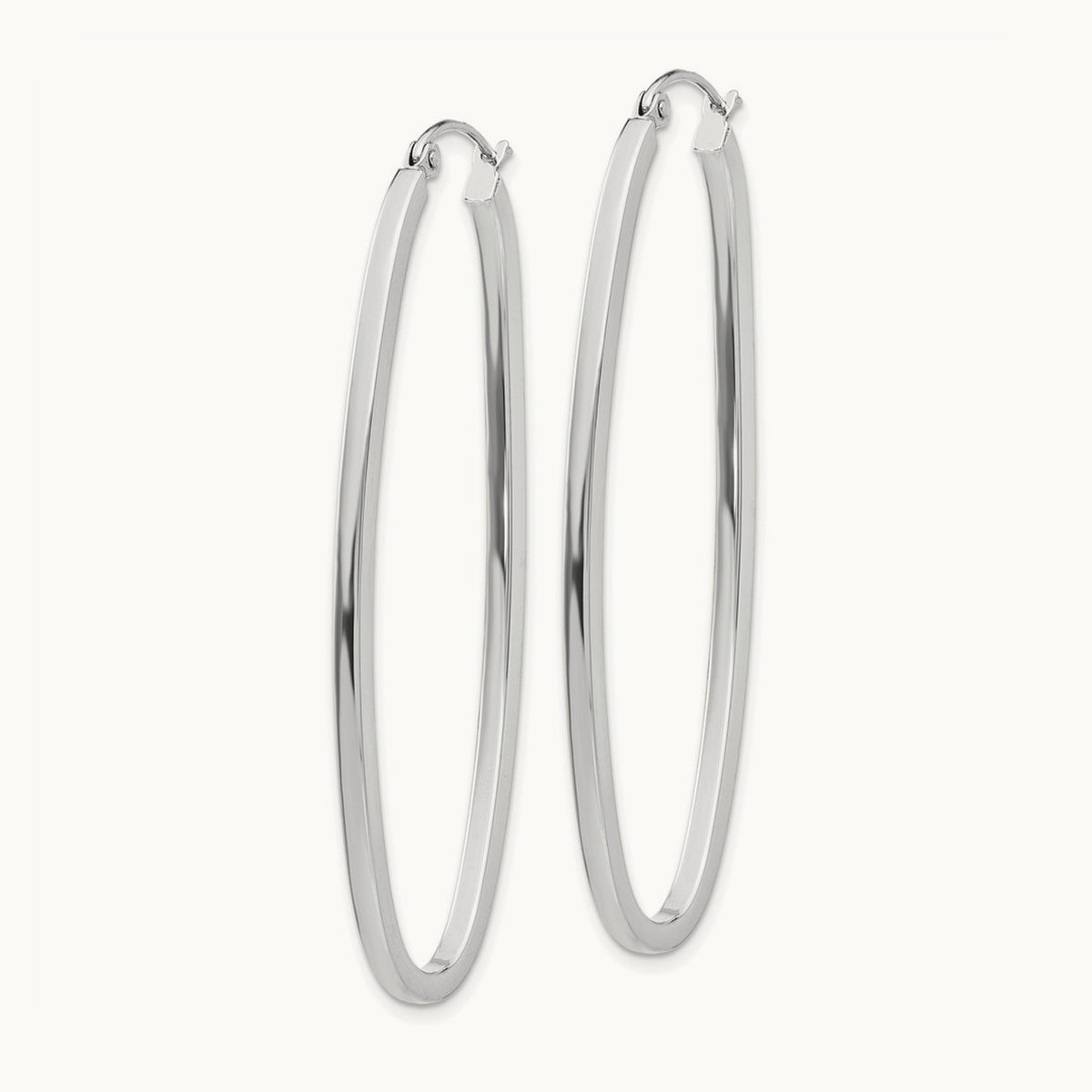 Large Oval Hoop Earrings, 14K White Gold