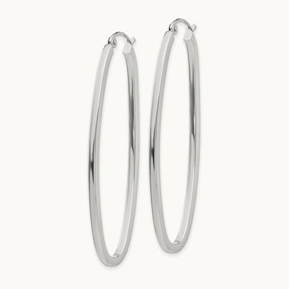 Large Oval Hoop Earrings, 14K White Gold