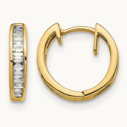 Baguette Diamond Hinged Hoop Earrings, 14K