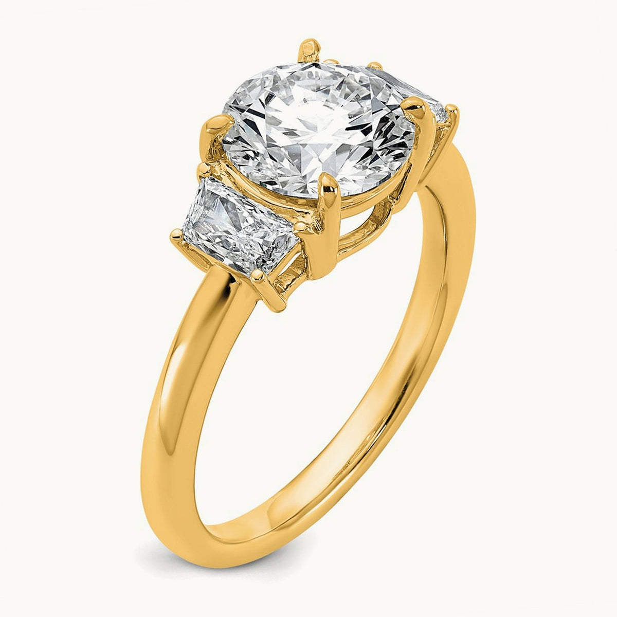Trapezoid Sidestones Engagement Ring, 0.25-3.75 ct tw Lab-Grown Diamond — 2 1/2 ct, VS (Best) · Certified, 14K Yellow Gold