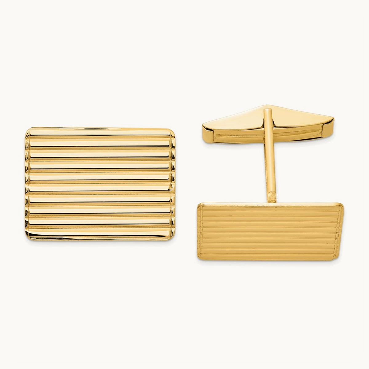 Men's Grooved Cuff Links, 14K