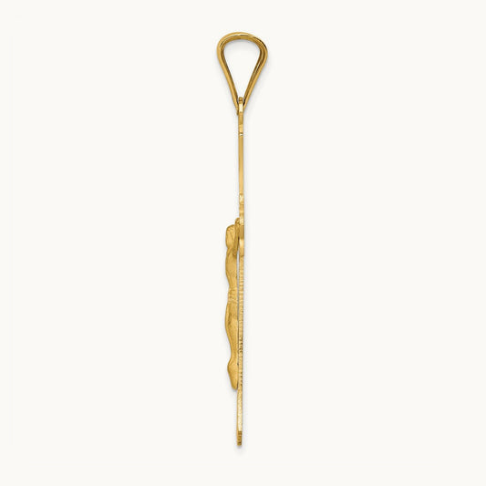 Polished Satin and D/C Crucifix Pendant, 14K