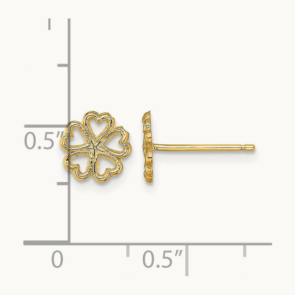 Five Hearts Circle Post Earrings, 14K