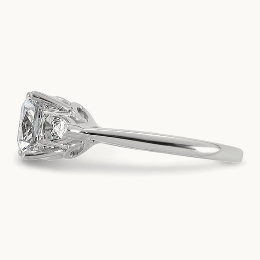 Semi-Mount Cushion & Pear 3 Stone Engagement Ring, 3.00 ct tw Lab-Grown Diamond