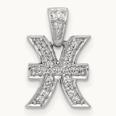 Diamond Pisces Zodiac Pendant, 14K White Gold