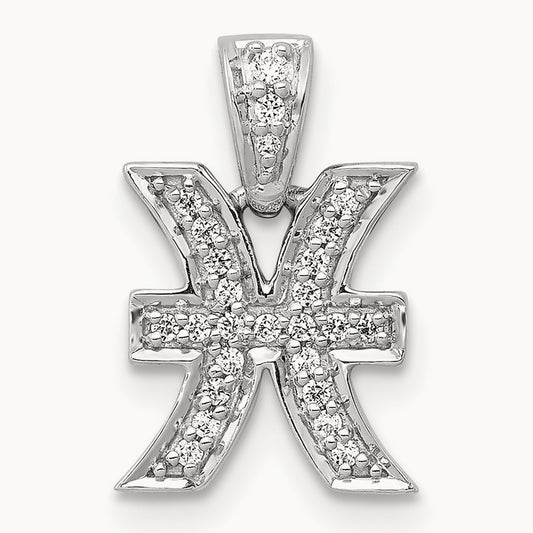 Diamond Pisces Zodiac Pendant, 14K White Gold
