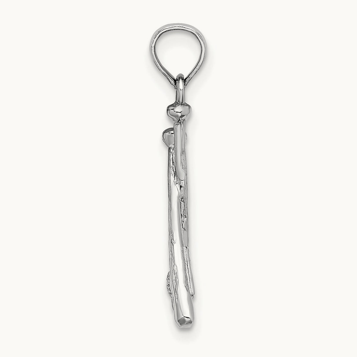 Polished Open-Back Bats and Baseball Pendant, 14K White Gold