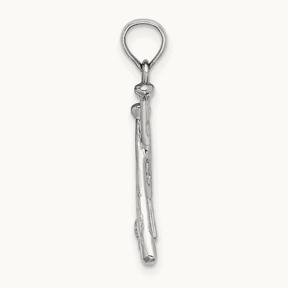Polished Open-Back Bats and Baseball Pendant, 14K White Gold