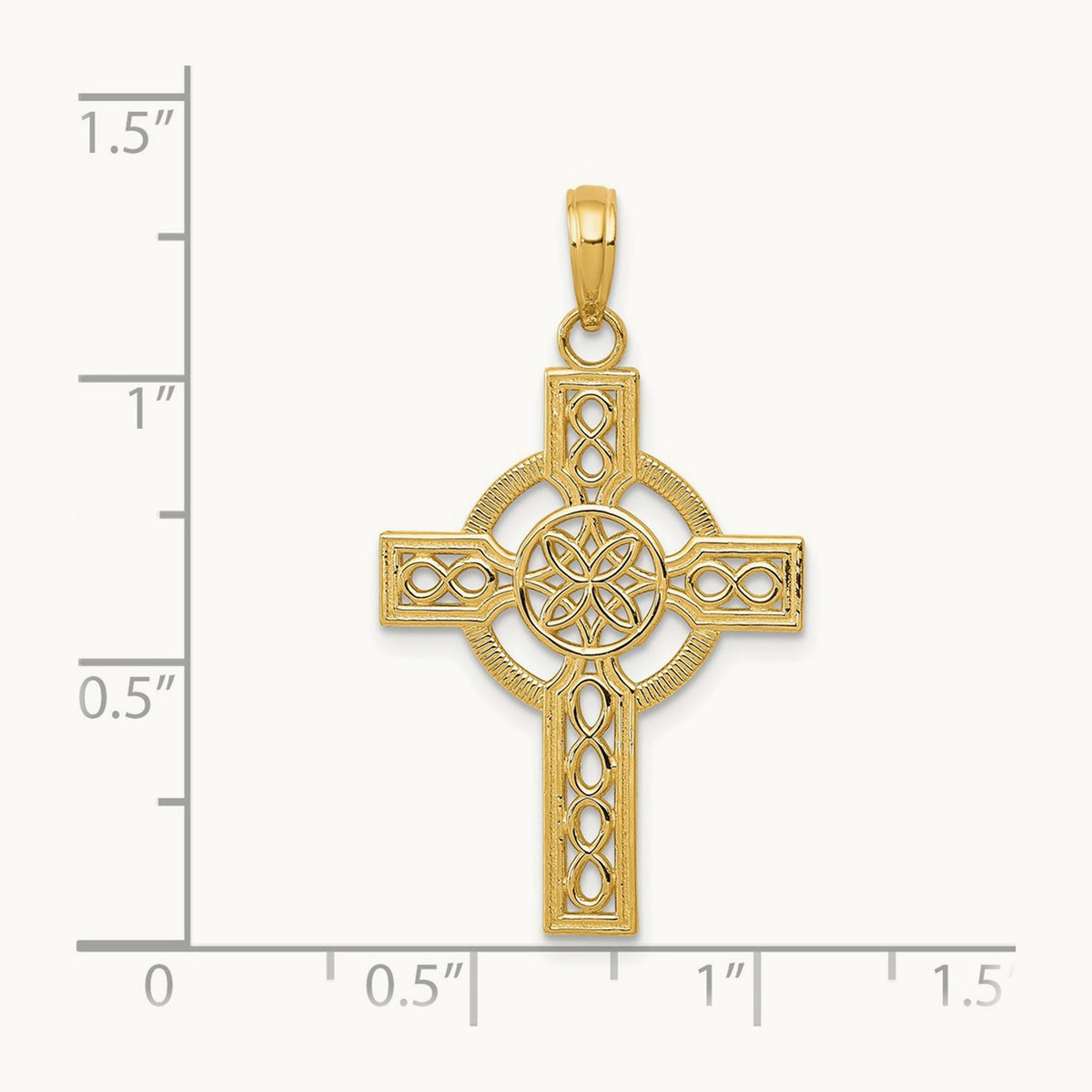 Diamond-cut Celtic Cross Pendant — 14K Yellow Gold