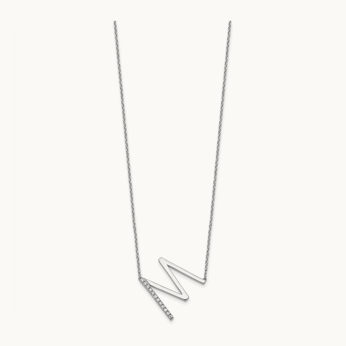 Sideways Diamond Necklace — 14K White Gold, M