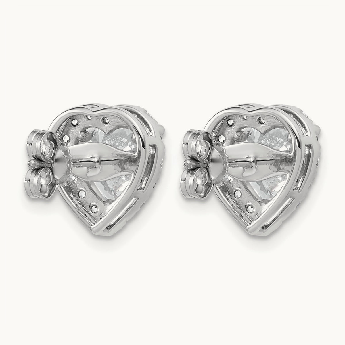 Heart Halo Post Earrings, 0.50-7.25 ct tw Lab-Grown Diamond — 3 1/2 ct, VS (Best), 14K White Gold