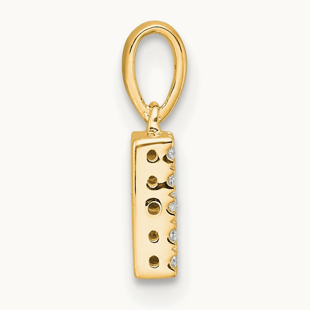 Diamond Initial with Bail Pendant — 14K Yellow Gold, B