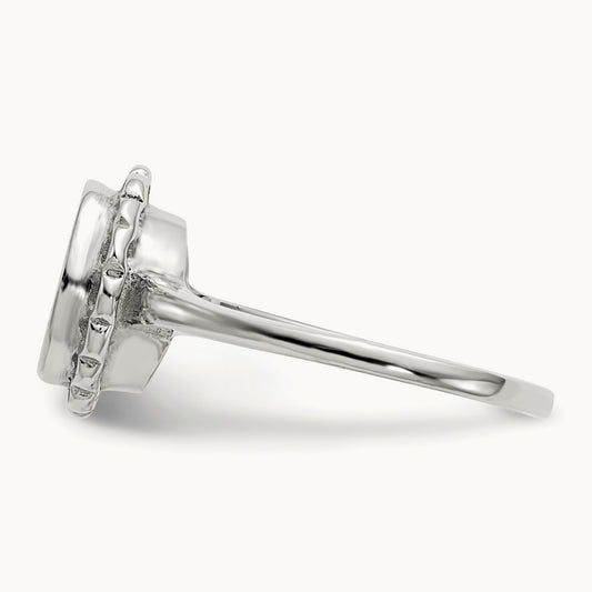 8.5x9. Open Back Signet Ring, 0mm, 14K White Gold