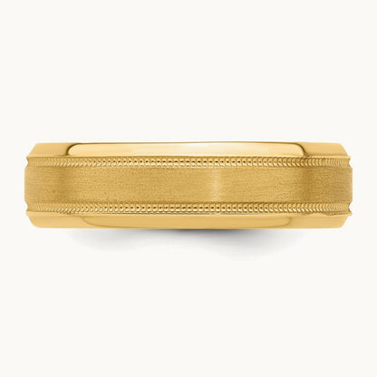 Light Comfort Fit Brush Satin Fancy Band, 14K Yellow Gold