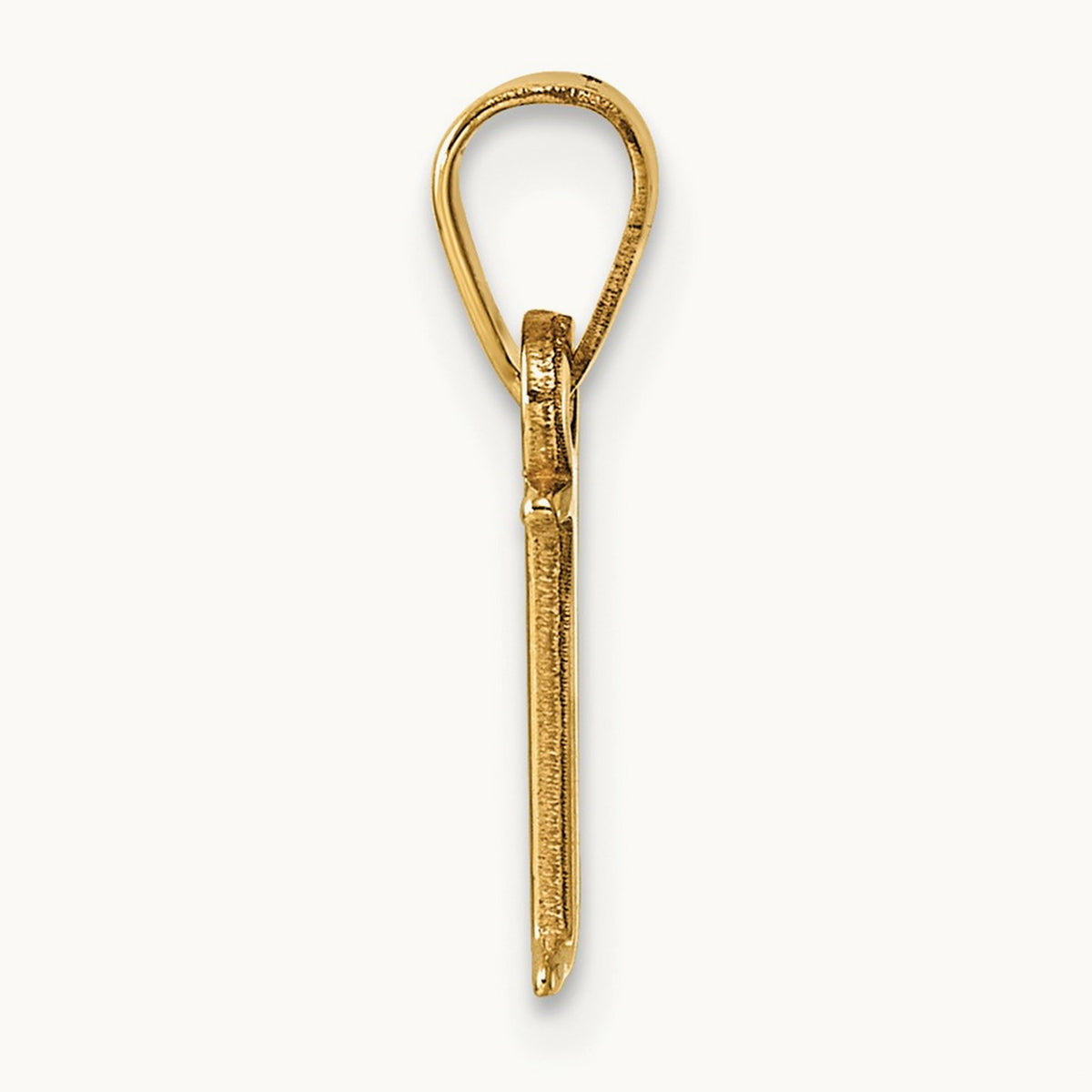 Polished Block Initial Pendant — 14K Yellow Gold, I