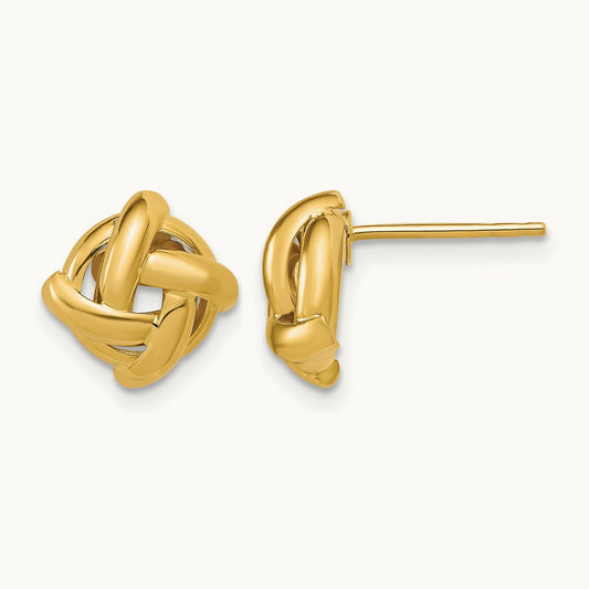 Polished Square Knot Post Earrings, 14K — Leslie's