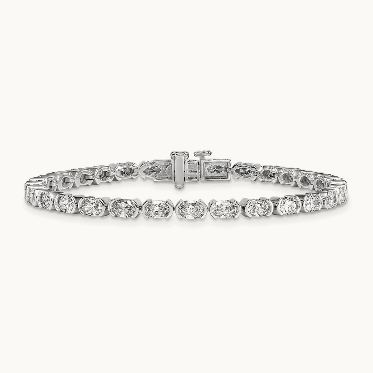 Oval Half Bezel-Set Bracelet, 6-11 7/8 ct Lab-Grown Diamond