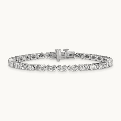 Oval Half Bezel-Set Bracelet, 6-11 7/8 ct Lab-Grown Diamond
