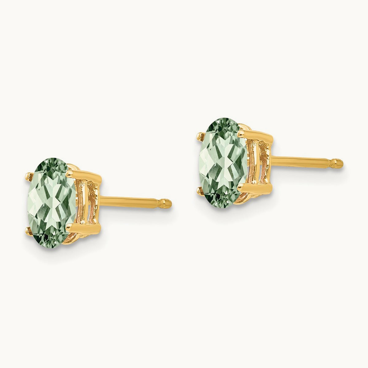 7x5 Oval Green Quartz Earrings, 14K