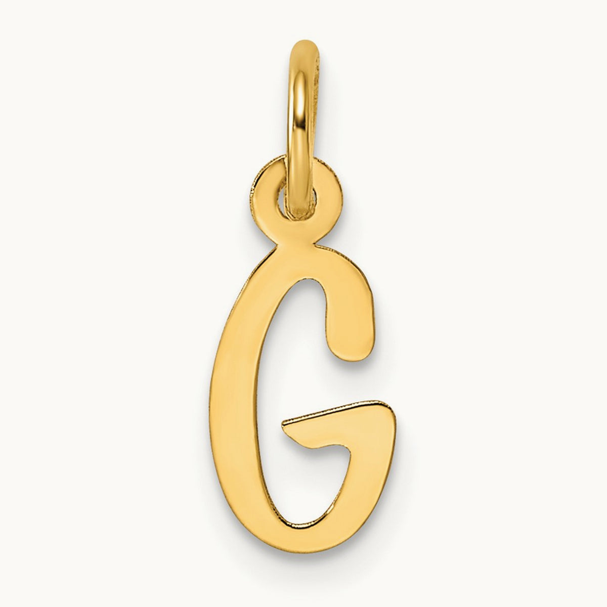 Small Slanted Block Initial Charm — 14K Yellow Gold, G