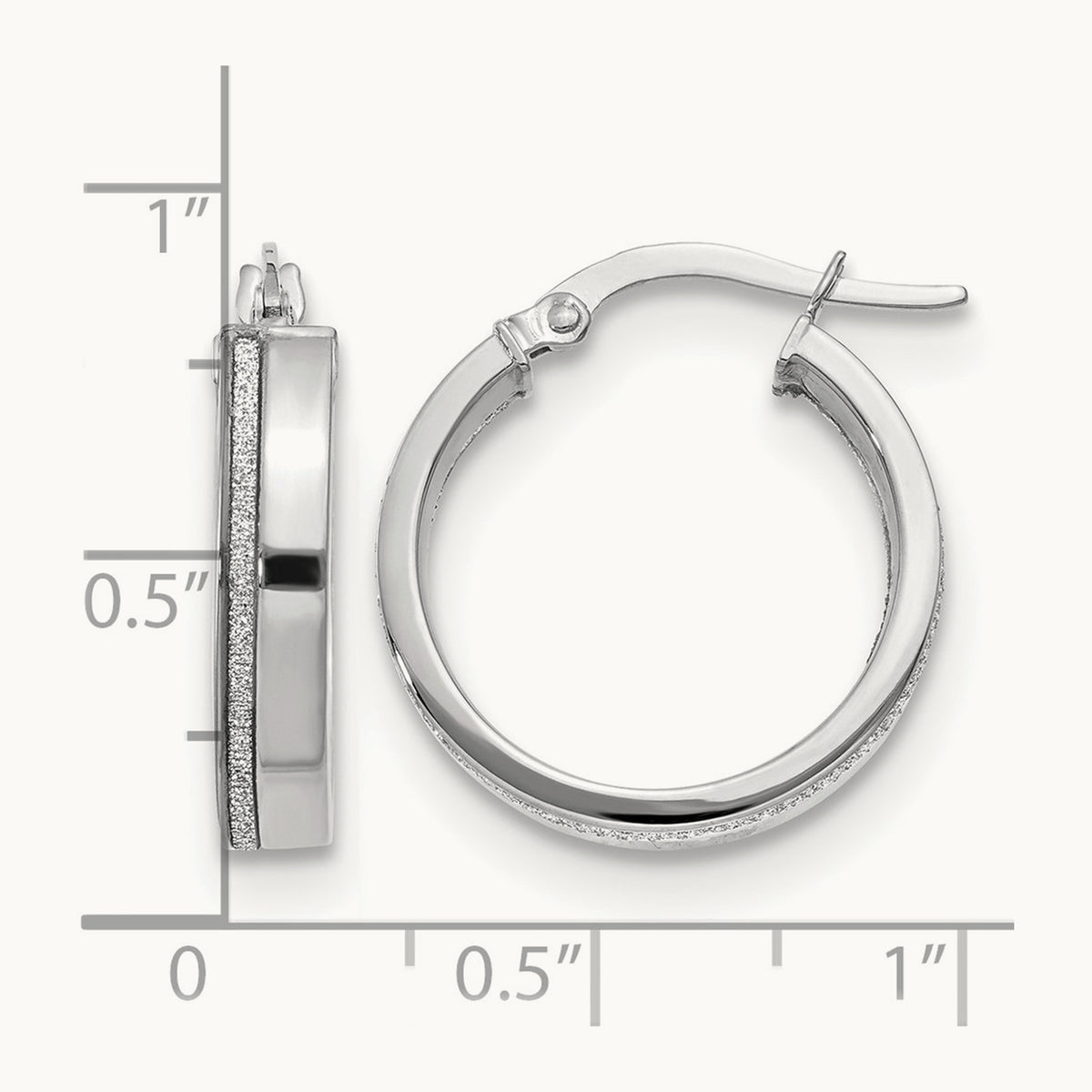 Polished Glimmer Infused Hoop Earrings — 14K White Gold, 20mm
