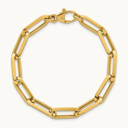 Polished Paperclip Link Chain Bracelet, 7mm, 14K