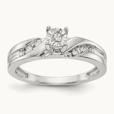 Complete Diamond Trio Engagement Ring, 14K White Gold
