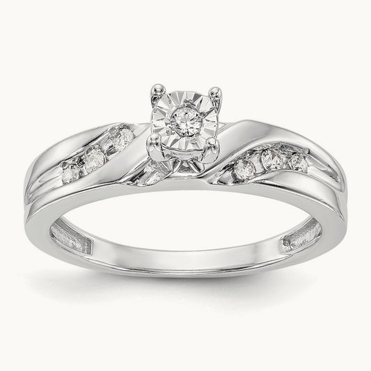Complete Diamond Trio Engagement Ring, 14K White Gold