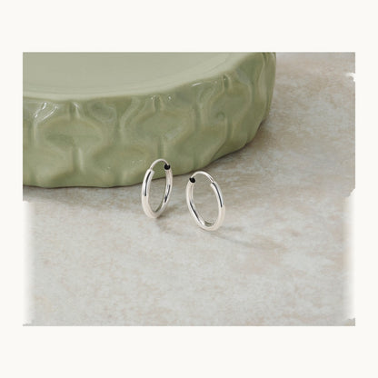 Polished Endless Hoop Earrings — 14K White Gold