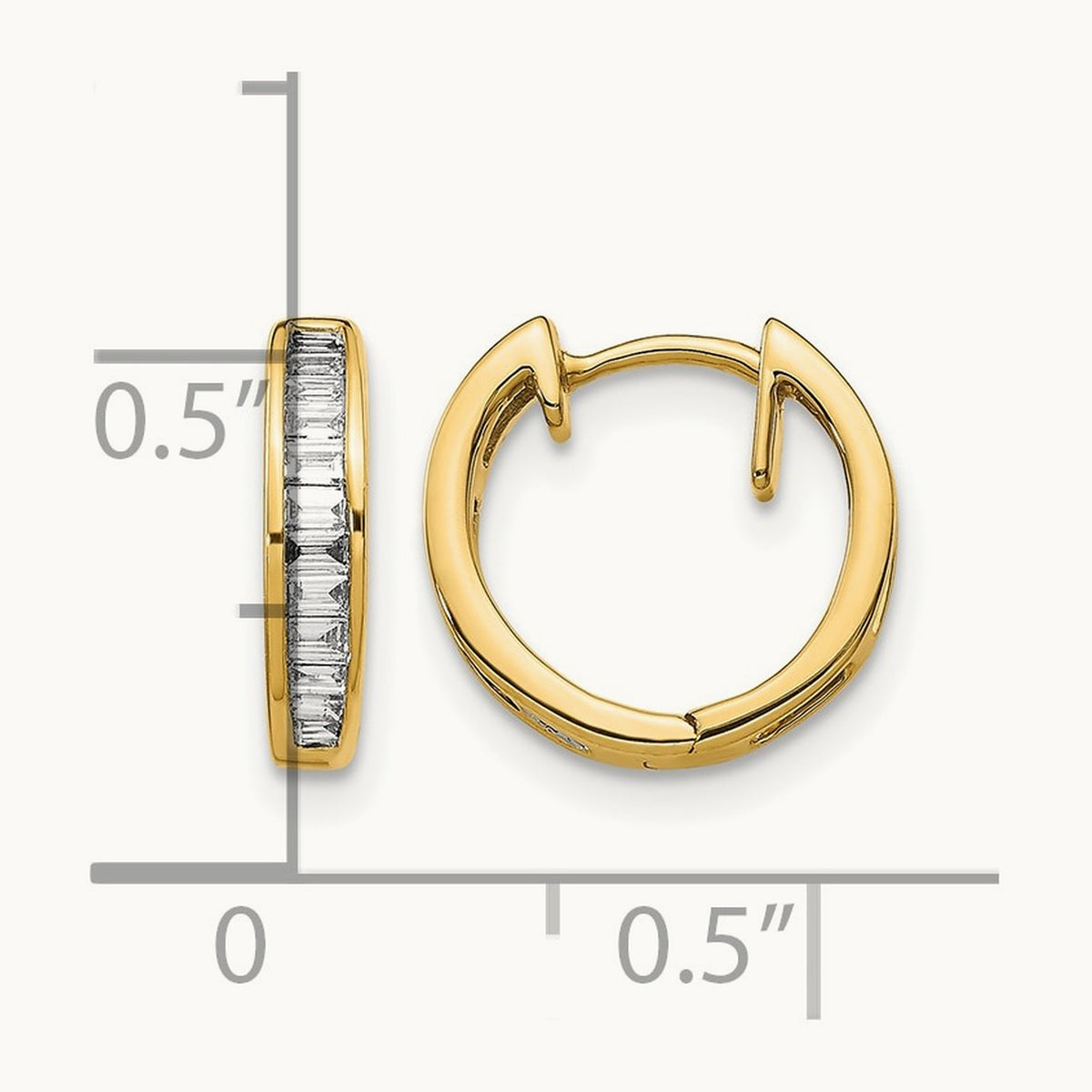 Baguette Diamond Hinged Hoop Earrings, 14K