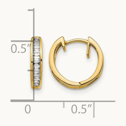 Baguette Diamond Hinged Hoop Earrings, 14K