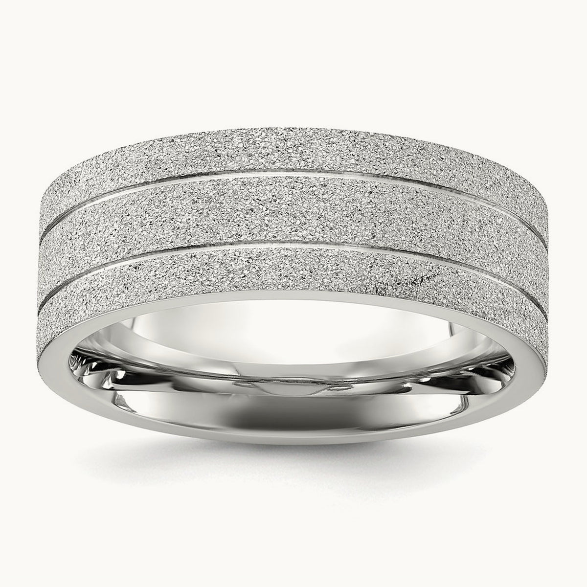 Polished Laser-cut Grooved Band, 8mm, Stainless Steel