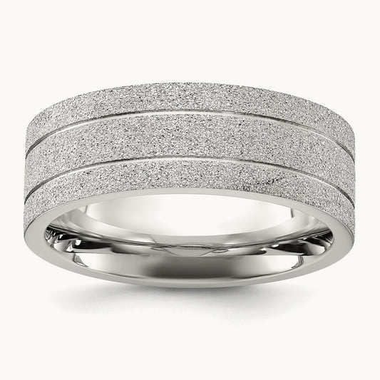 Polished Laser-cut Grooved Band, 8mm, Stainless Steel