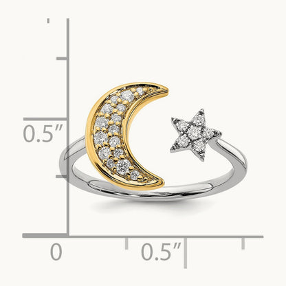 Diamond Moon w/Star Ring, 14K Two-tone