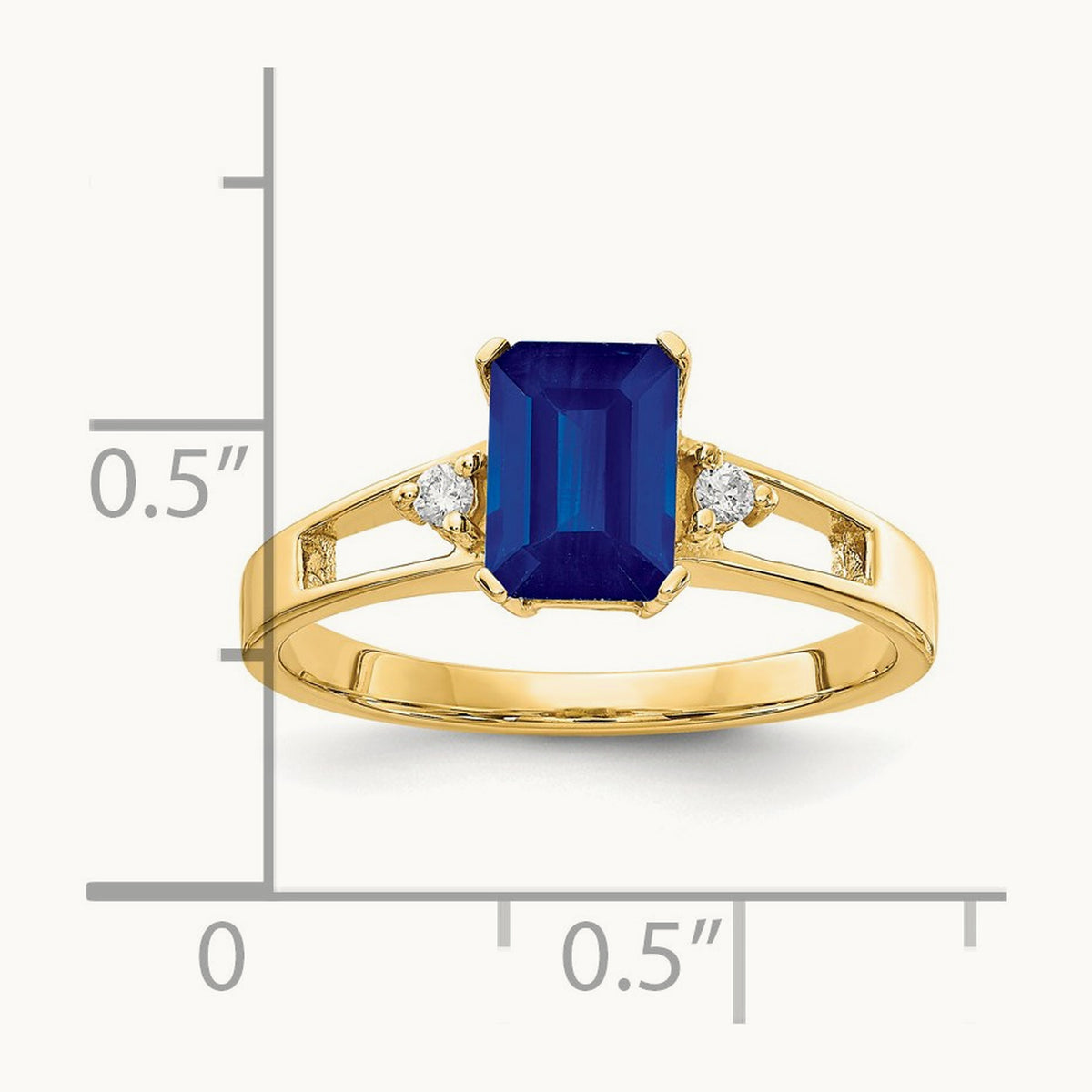 7x5mm Emerald Cut Sapphire AA Diamond ring, 14K