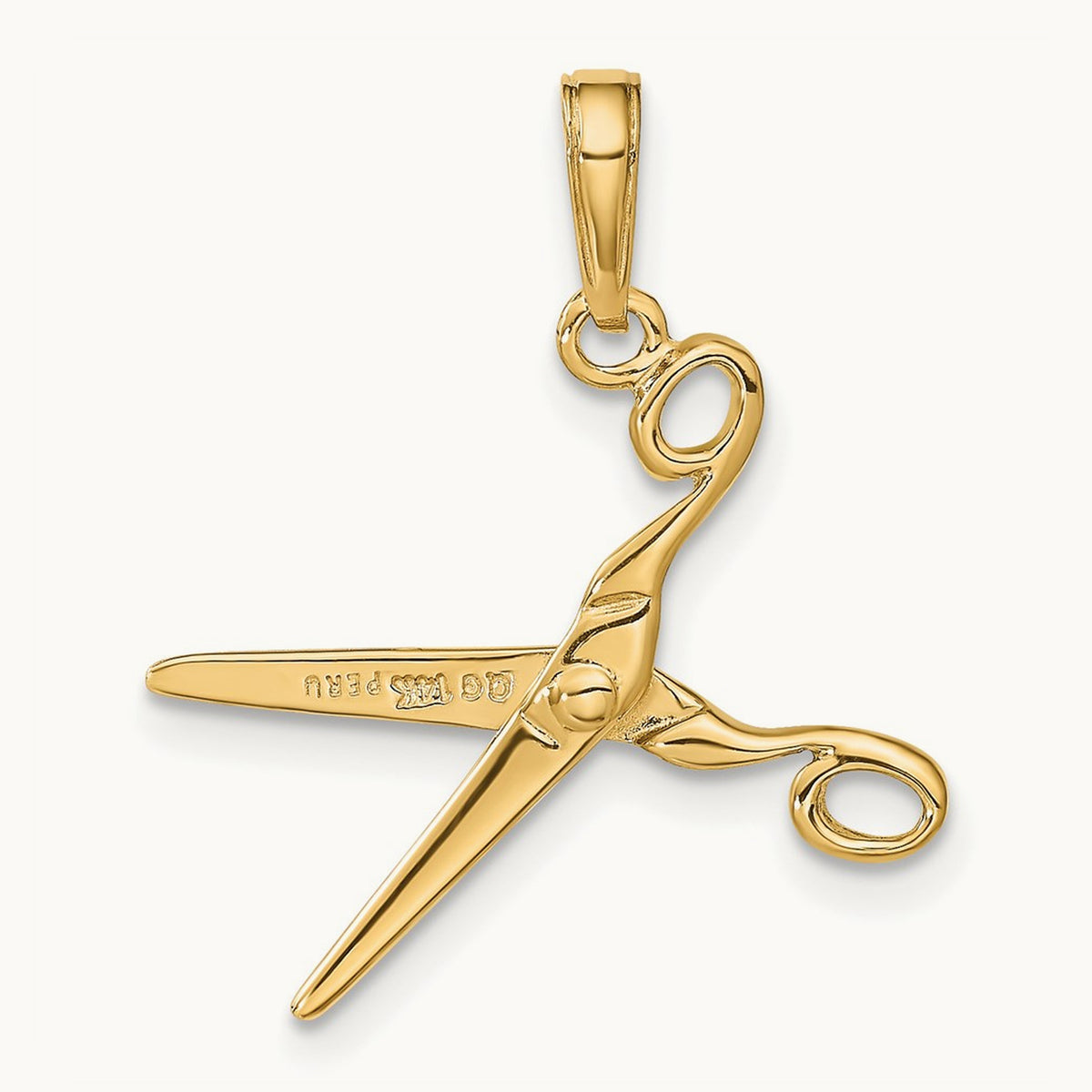 3-D Moveable Scissors Pendant — 14K Yellow Gold