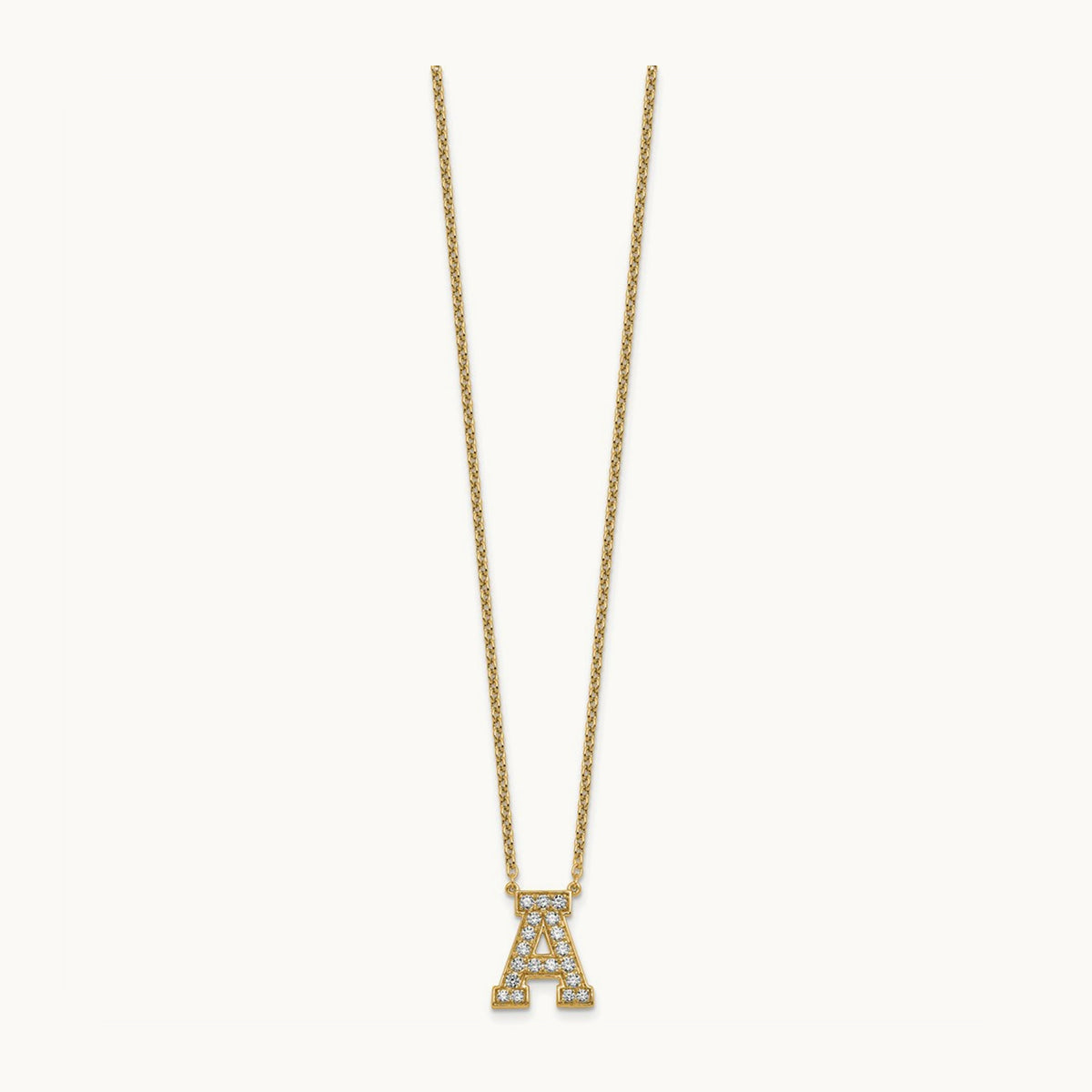 Initial Necklace — 14K Yellow Gold, A, 1/2 ct