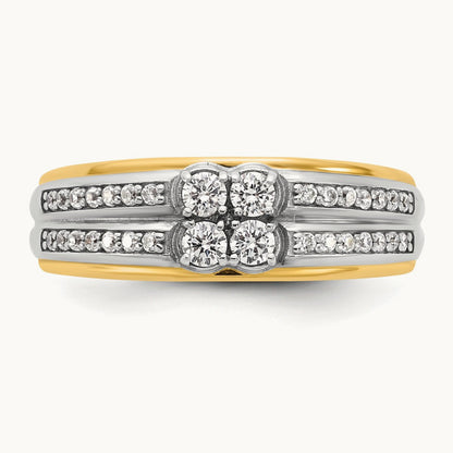 14ktt IB Goodman Mens Polished 4-Stone Diamond Ring Mounting