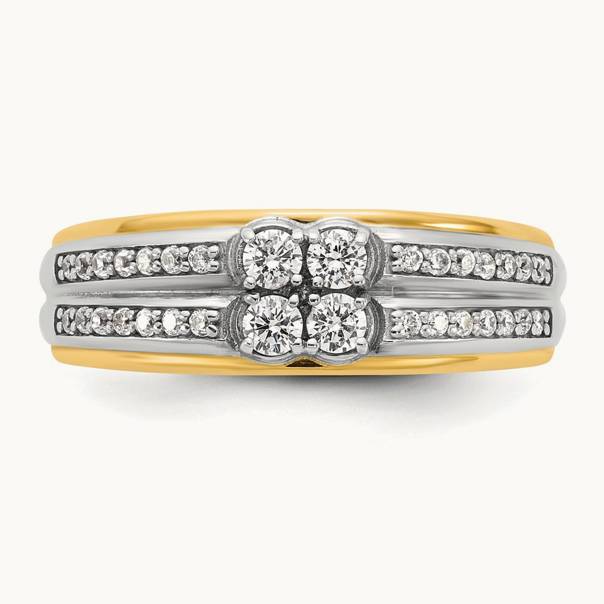 14ktt IB Goodman Mens Polished Complete 4-Stone 5/8ct Diamond Ring