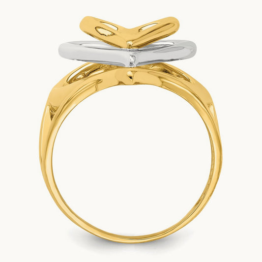 Triple Stacked Heart Ring, 14K Two-tone